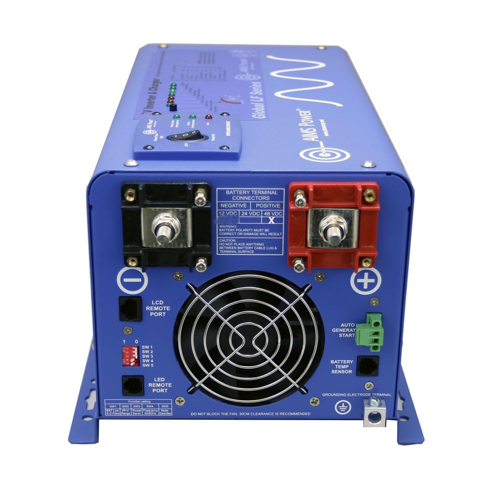 AIMS POWER PICOGLF30W12V120VR AIMS 3000W 12V Pure Sine Inverter Charger w/Transfer Switch 120V Backup
