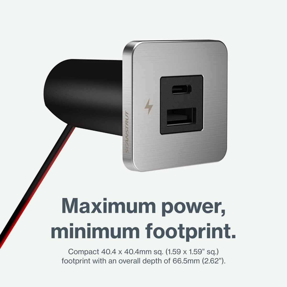 SCANSTRUT SC-TILE-11 Scanstrut SC-TILE-11 USB-A & USB-C Interior Charging Socket, 12/24V Ultra-Low Profile Fast Charger, Brushed Stainless Steel Bezel, Flush-Mount USB Charger for Boats, RVs & Vehicles