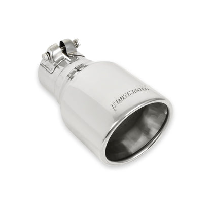 FLOWMASTER 15365 Flowmaster 15365 Exhaust Tip - 4.00 in. Rolled Angle Polished SS fits 2.50 in. Tubing - Clamp On