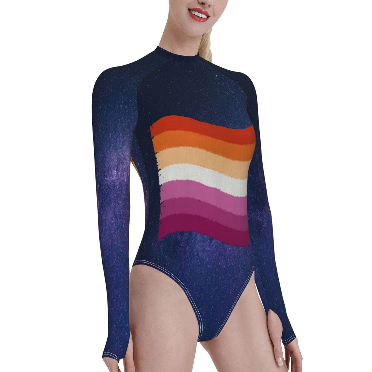 DORMAN BC91169PR Black Starry Background Women Long Sleeve Swimsuit Elasticity Bikini Suit Surfing Swimsuit