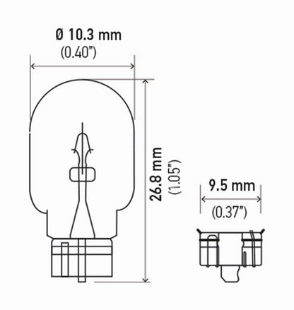 Hella 158TB Bulb 158 12V 3W W2.1X9.5D T3.25 Dot (2), Multi