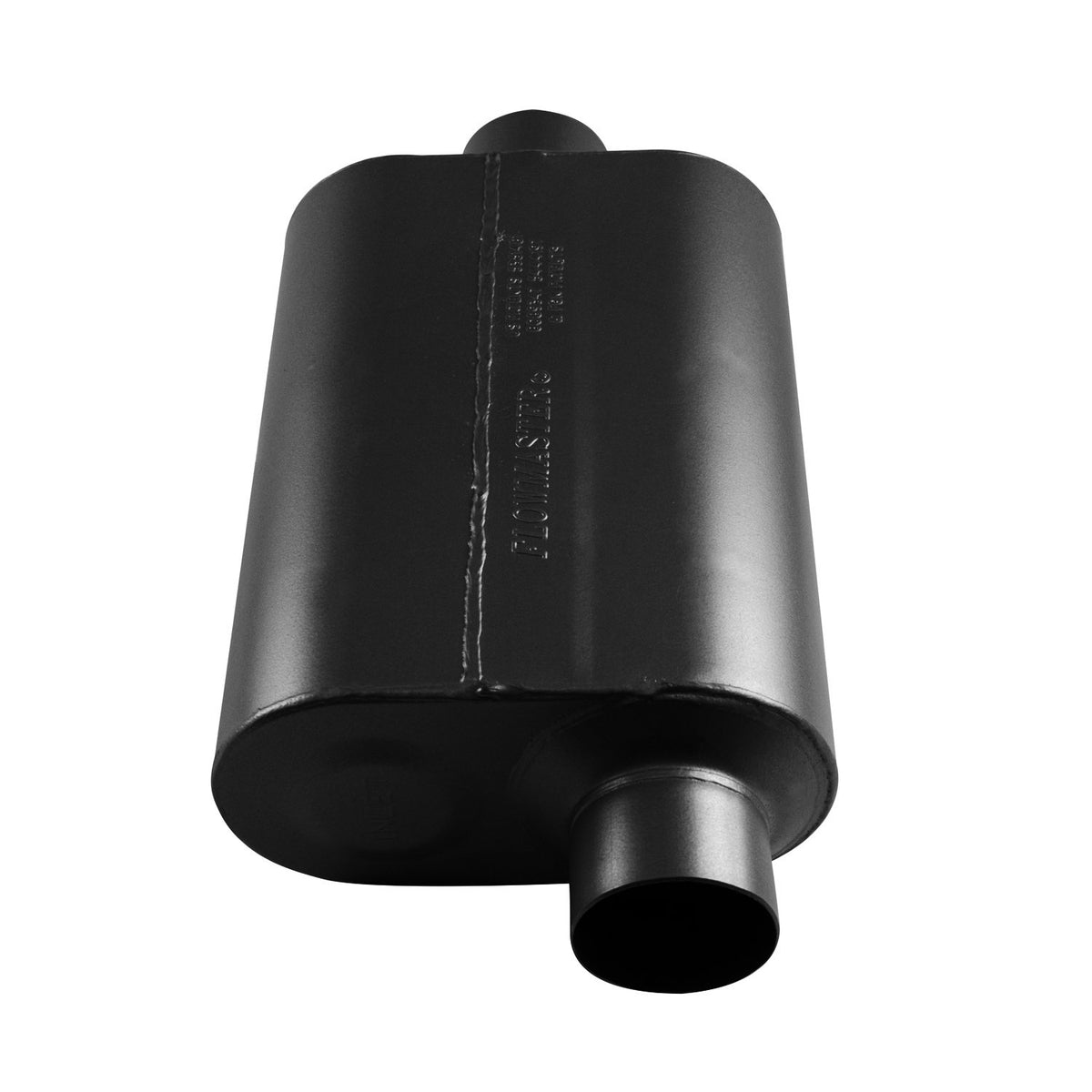 FLOWMASTER 853046 Flowmaster 853046 Super 40 Series 3.00in Offset In and Center Out 16 Gauge 409S Stainless Steel Exhaust System