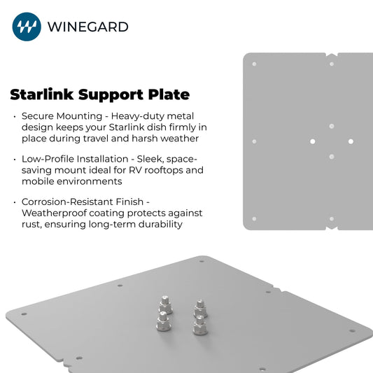 WINEGARD SDWDGSP Winegard SDWDGSP Starlink Standard Roof Mount Support Plate - Reinforced Roof Deck Adapter - Corrosion‑Resistant Hardware - Outdoor Satellite - Easy Installation