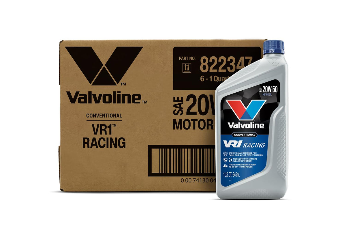 VALVOLINE 822347 Valvoline VR1 Racing SAE 20W-50 Motor Oil 1 QT, Case of 6