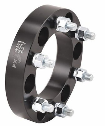 TRAILFX W655001N Trailfx FX Wheels W655001N Wheel Spacer Set of 2 – 1.25 Inch Thickness, 6x139.7 mm (6x5.50 in) Bolt Pattern, 108 mm Hub Size, Black Anodized 6061-T6 Aluminum with 12 Lug Bolts and Nuts