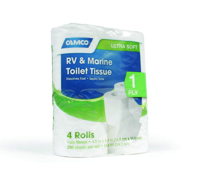 CAMCO 40276 Camco 40276 Toilet Tissue, 1 Pack of 4 Rolls, White
