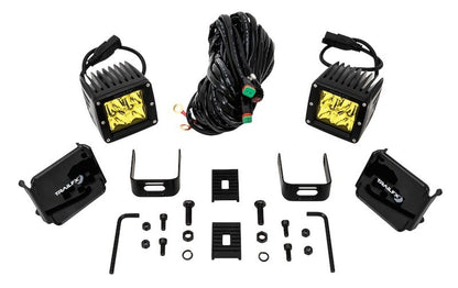 TRAILFX 2X2AMS2 Trailfx Driving/Fog Light 2X2AMS2, LED Bulb, 4 Clear LED 5 Watt Bulbs, 3 Inch Square, 8 Degree Spot Beam, Amber Polycarbonate Lens, Bracket Mount, 20 Watt Blubs Amp Draw 1.2 AMP At 12 Volts, Set Of 2