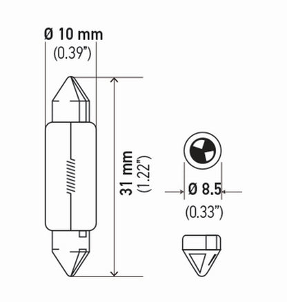 HELLA 6411 HELLA 6411 12V 10W Standard Miniature Replacement Navigation and Interior Light Bulb, Multi