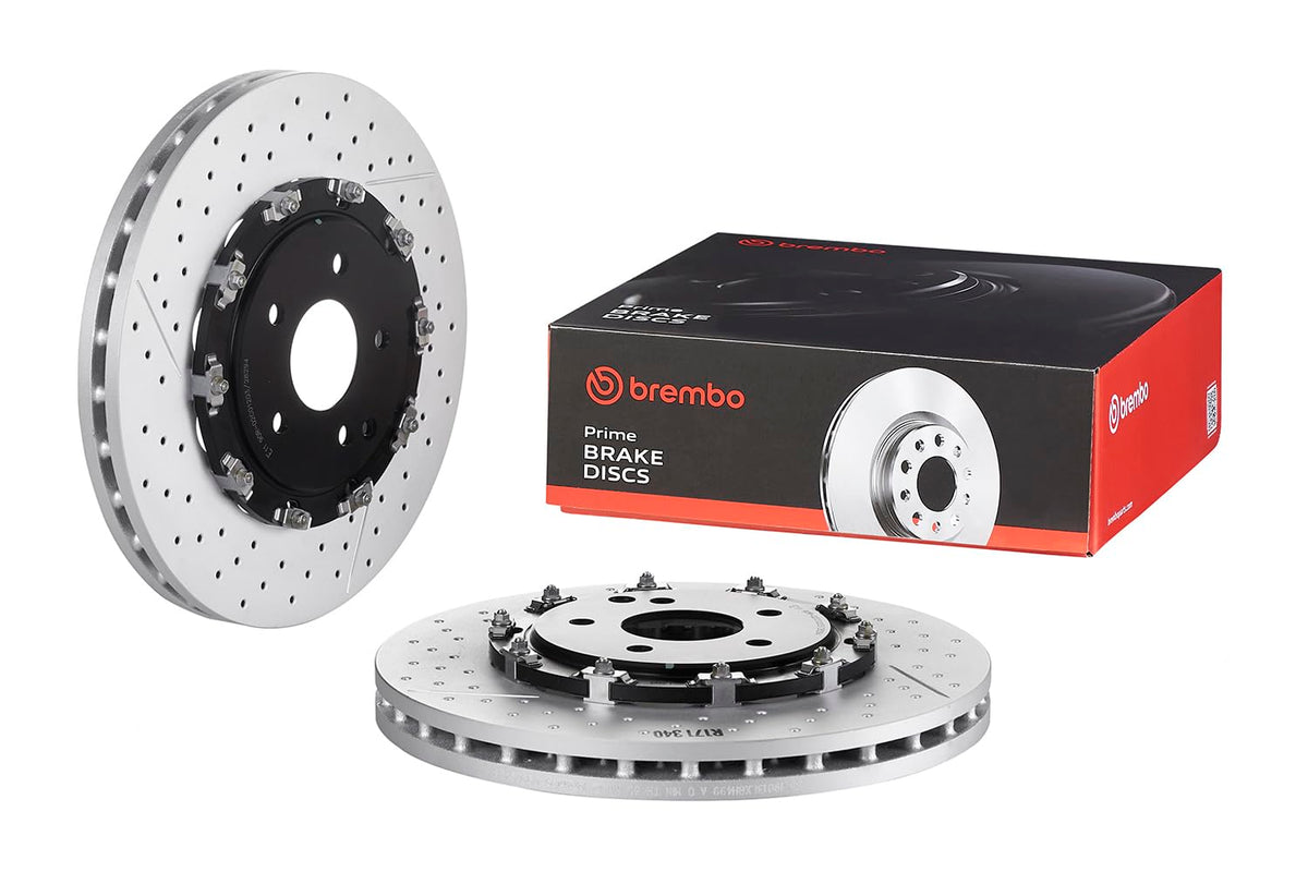 BREMBO 09925433C02 Brembo 09.9254.33 Floating two piece UV Coated Pillar Vented drilled + Slotted Front Brake Rotor MERCEDES-BENZ OE# A1714210112