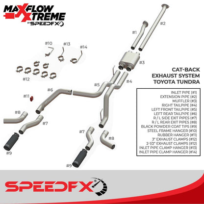 SPEEDFX 50800 MaxFlow Xtreme Cat Back Performance Exhaust System Tundra 2009-2021