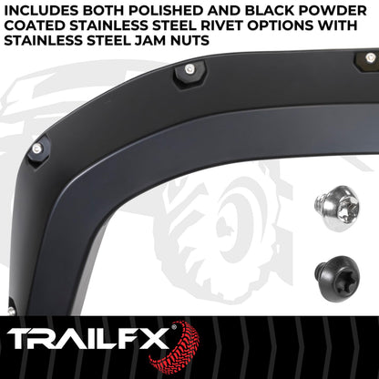 TRAILFX TFT3005S TrailFX Fender Flare TFT3005S, Pocket Style, 2.8 Inch Front/ 5.9 Inch Rear Tire Coverage, Black Smooth Paintable Finish, Set of 4, Fits 2024-2026 Toyota Tacoma