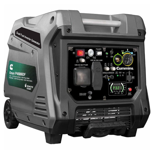 CUMMINS NW A074Z437 Cummins Onan P4500iDF Dual Fuel Inverter Generator, 4500W Gas, 4050W LP