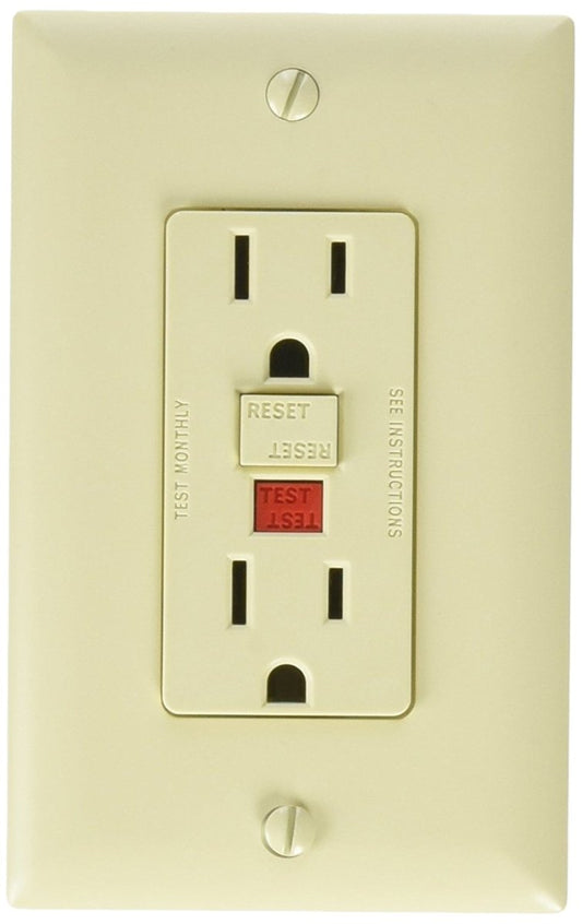 RV DESIGNER S803 RV Designer S803 - Ivory Dual GFCI AC Outlet with Cover Plate