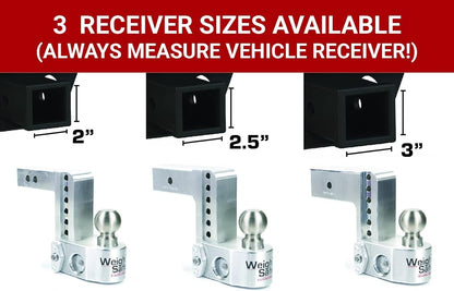 WEIGH SAFE WS4-2.5 Weigh Safe WS4-2.5 Adjustable Ball Mount with 4" Drop and 2.5" Shank, Aluminum