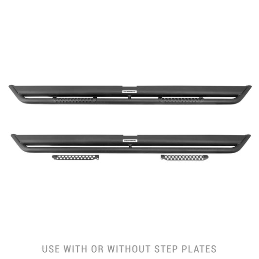 GO RHINO DS4131T RealTruck Dominator Xtreme DS SideSteps - Complete Kit: Sidestep + Brackets | Mild Steel, Textured Black | DS4131T | Fits 2021-2026 Ford Bronco 2-Door (Excludes Bronco Sport)