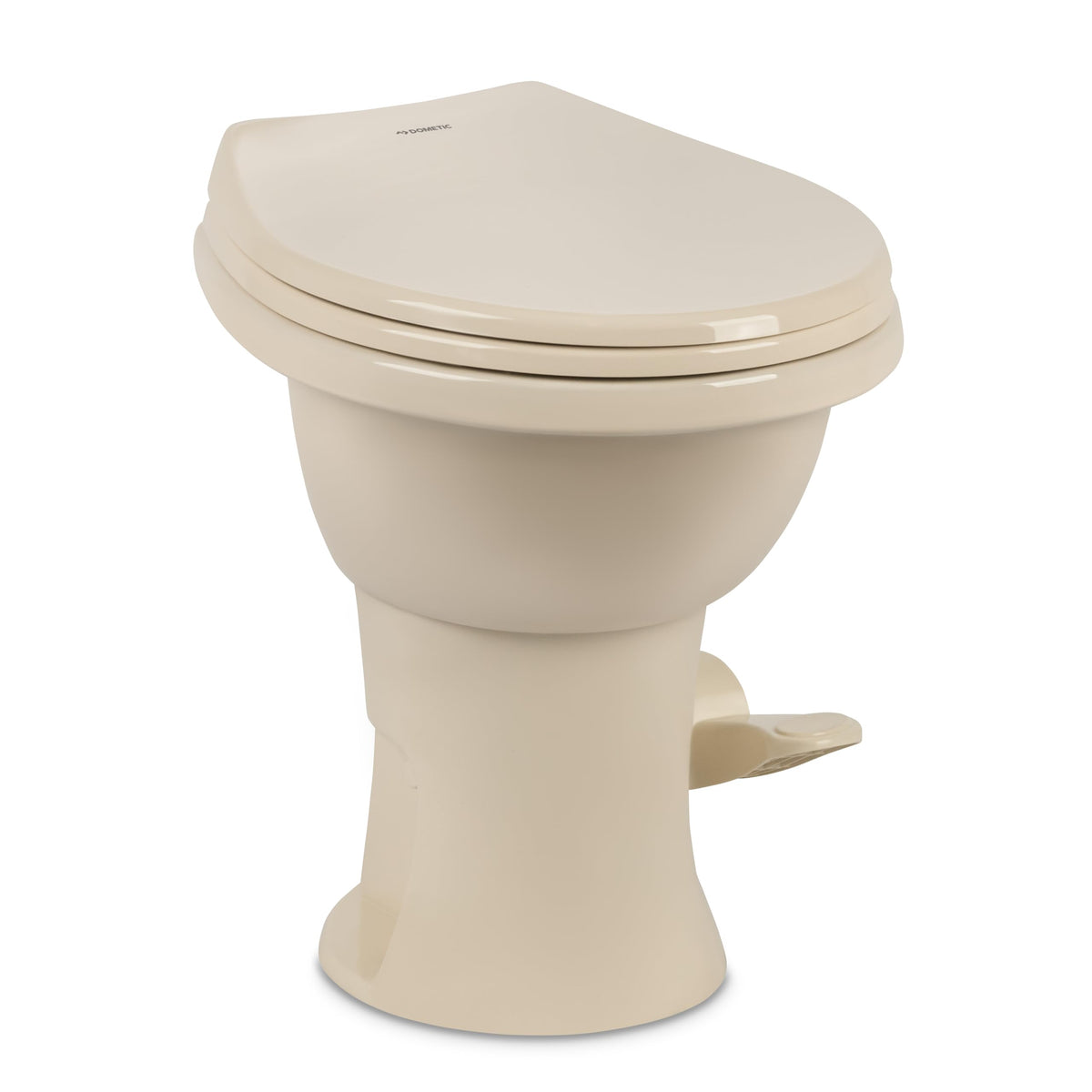 Dometic 9610008260 Dometic Model 410 Complete RV Toilet – Round Porcelain Bowl, Universal Fit & 2-Bolt Mount, 18" Chair Height Residential-Style, Gravity Flush Toilet with Soft-Close Seat, Bone (9610008260)