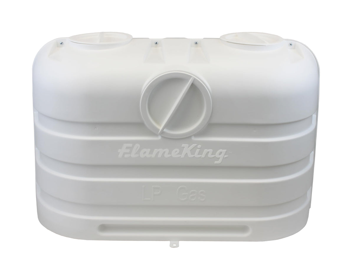 FLAME KING YSN-PCC-RV20-WHT Flame King Dual 20LB LP Propane Tank Light Plastic Heavy Duty Cover for RV, Travel Trailer, Camper - White