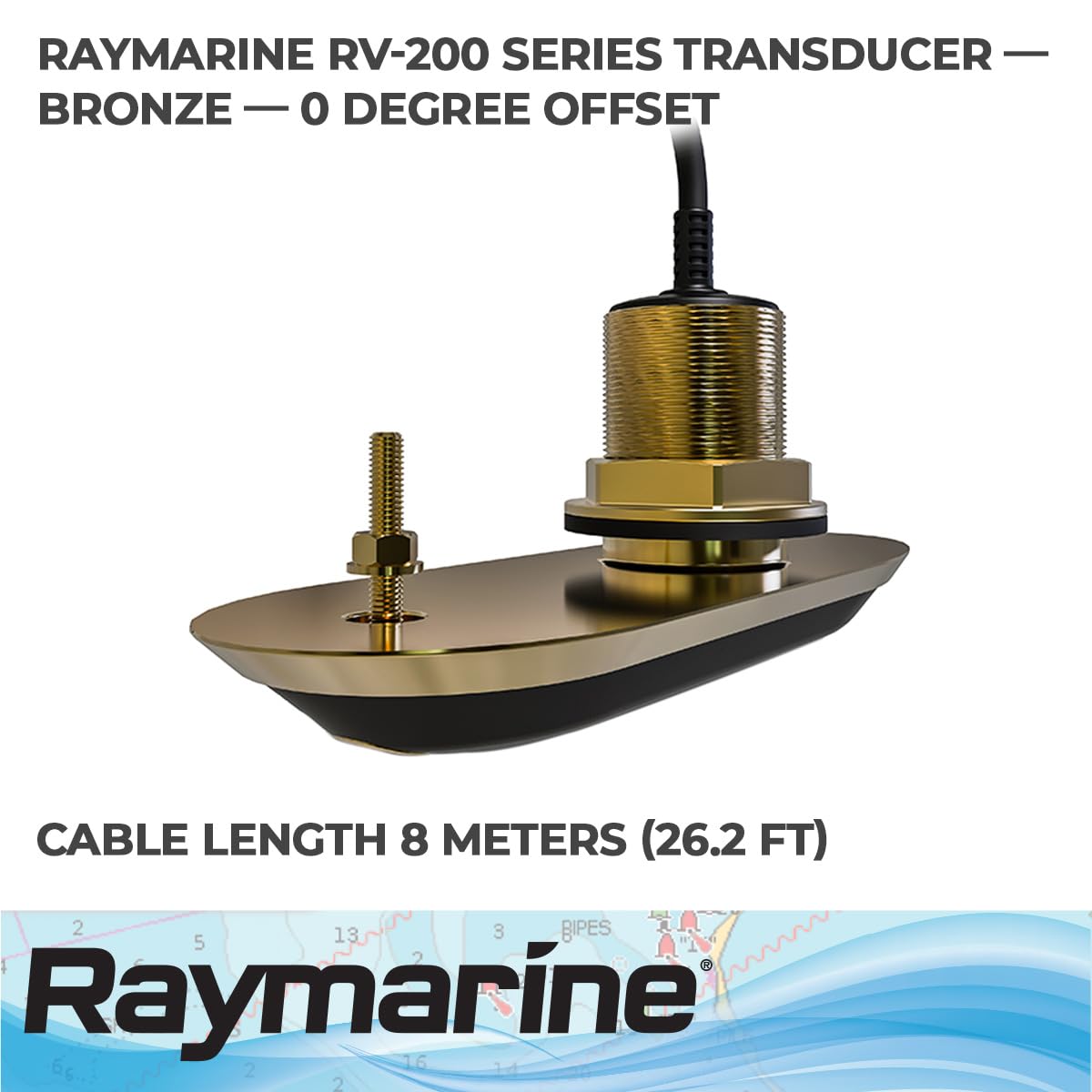 RAYMARINE A80465 Raymarine Axiom RV-200 RealVision 3D Bronze Thru Hull 0° Low Profile Transducer, Black, 8"