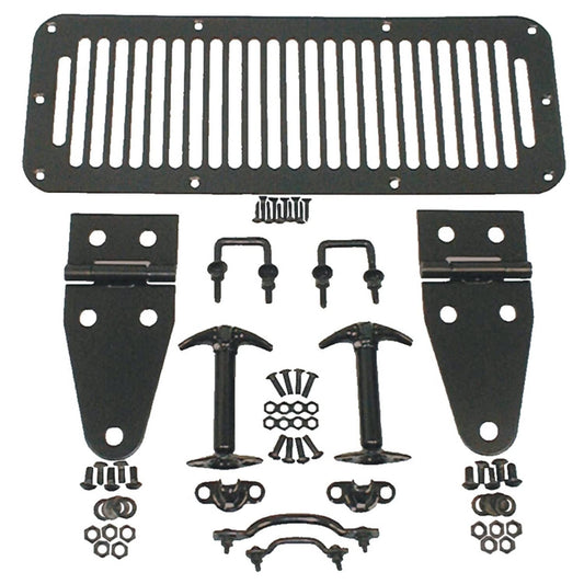 RUGGED RIDGE 11201.01 Rugged Ridge Hood Kit - Fits 1976–1986 Jeep CJ & 1987–1995 Jeep Wrangler YJ - Complete Hood Kit With Easy Installation & Rugged Look