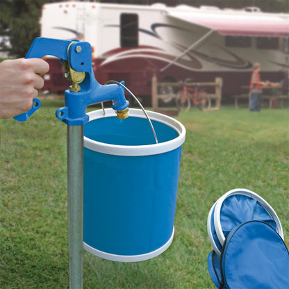CAMCO 42993 Camco Collapsible Bucket with Storage Case- Durable Pop Up Bucket with Watertight Fabric, Holds 3 Gallons of Water - Great for RVs, Camping, Fishing, Boating, Hiking and More - Blue (42993), Blank Ski