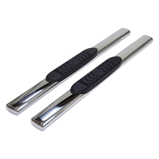 TRAILFX A7097S TrailFX Nerf Bars for Chevrolet Silverado 1500 Standard Cab 2020-2021 Polished Stainless Steel 5 Inch Oval Straight Side Steps with Step Pads Without End Caps Rocker Panel Mount