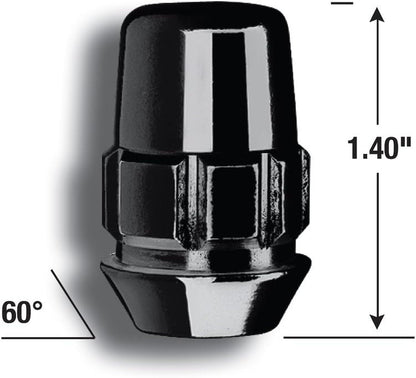 GORILLA 71631NBC Gorilla Automotive 71631NBC Acorn Black Chrome Wheel Locks (12mm x 1.50 Thread Size) Pack of 4