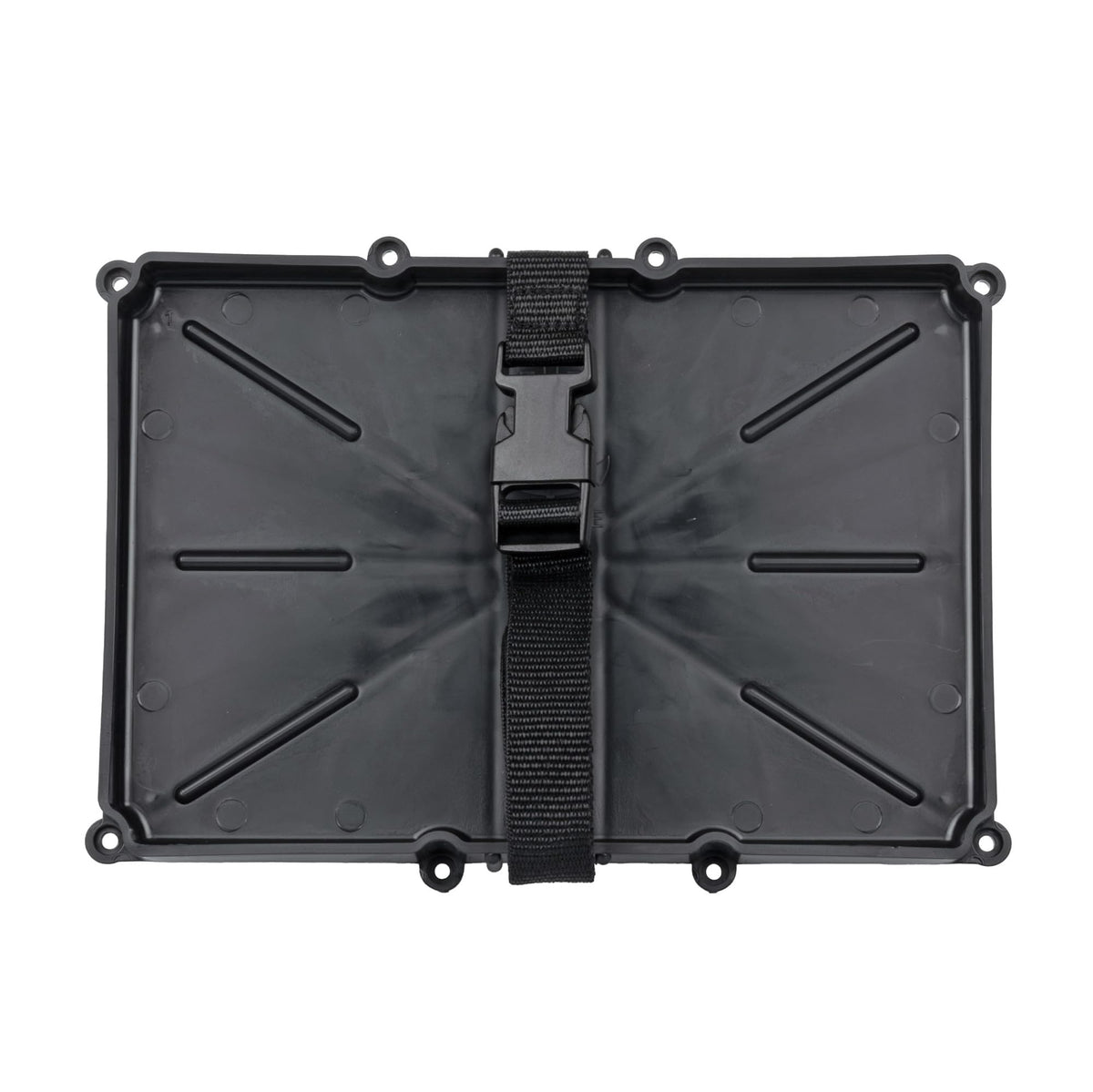 T-H MARINE NBH-24P-DP T-H Marine Narrow Battery Tray Holder with Poly Strap – Space Saving NMMA Certified Battery Tray with Recessed Mounting Wells for Marine, RV, and Trolling Motor Installations – Group 24, 10-5/8" x 7"