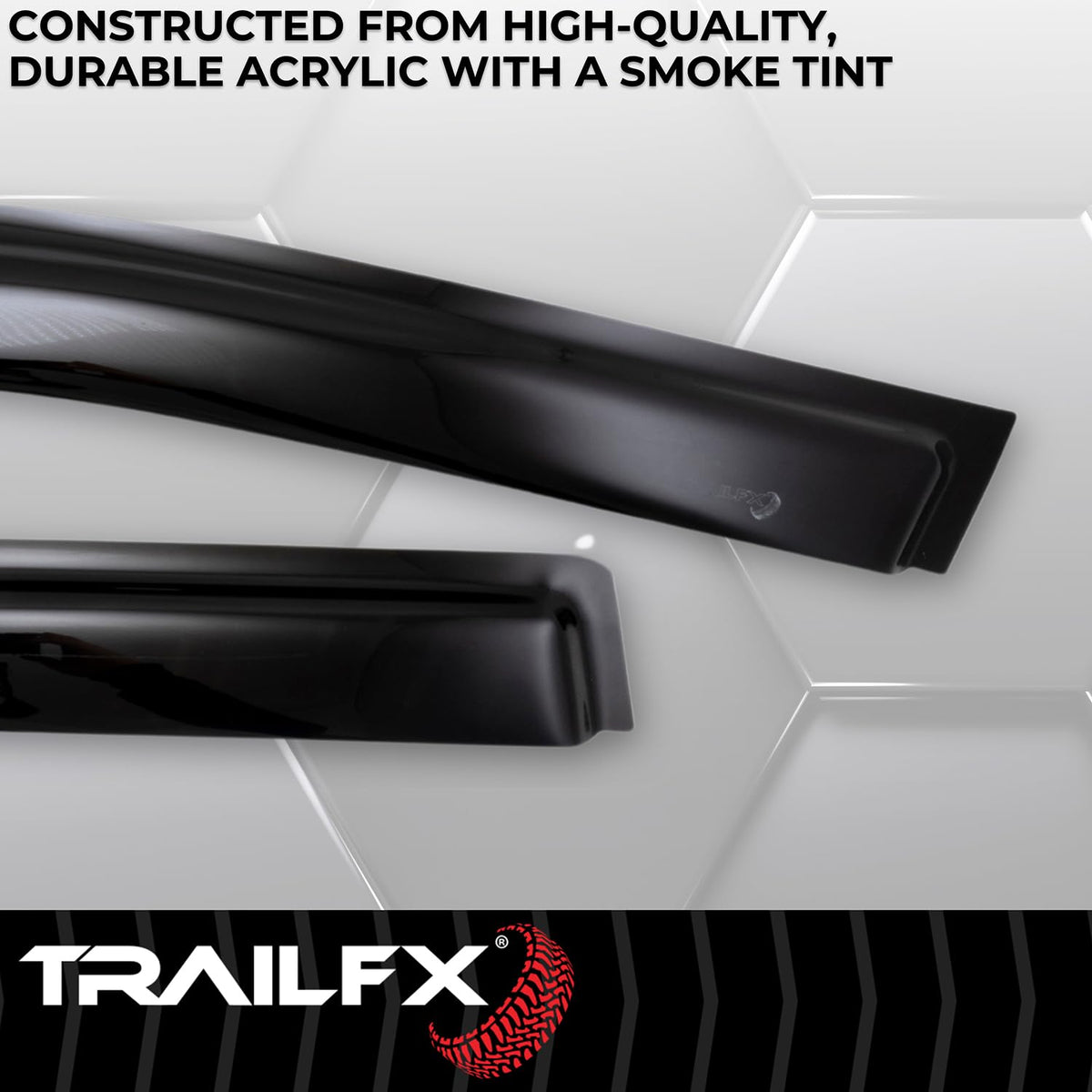 TRAILFX 4182H TrailFX 4182H 4-PC Low Profile Tape-On Smoke Window Vents Acrylic Rainguards Fits 2022-2026 Ford Maverick Outside Channel Mount Set of 4