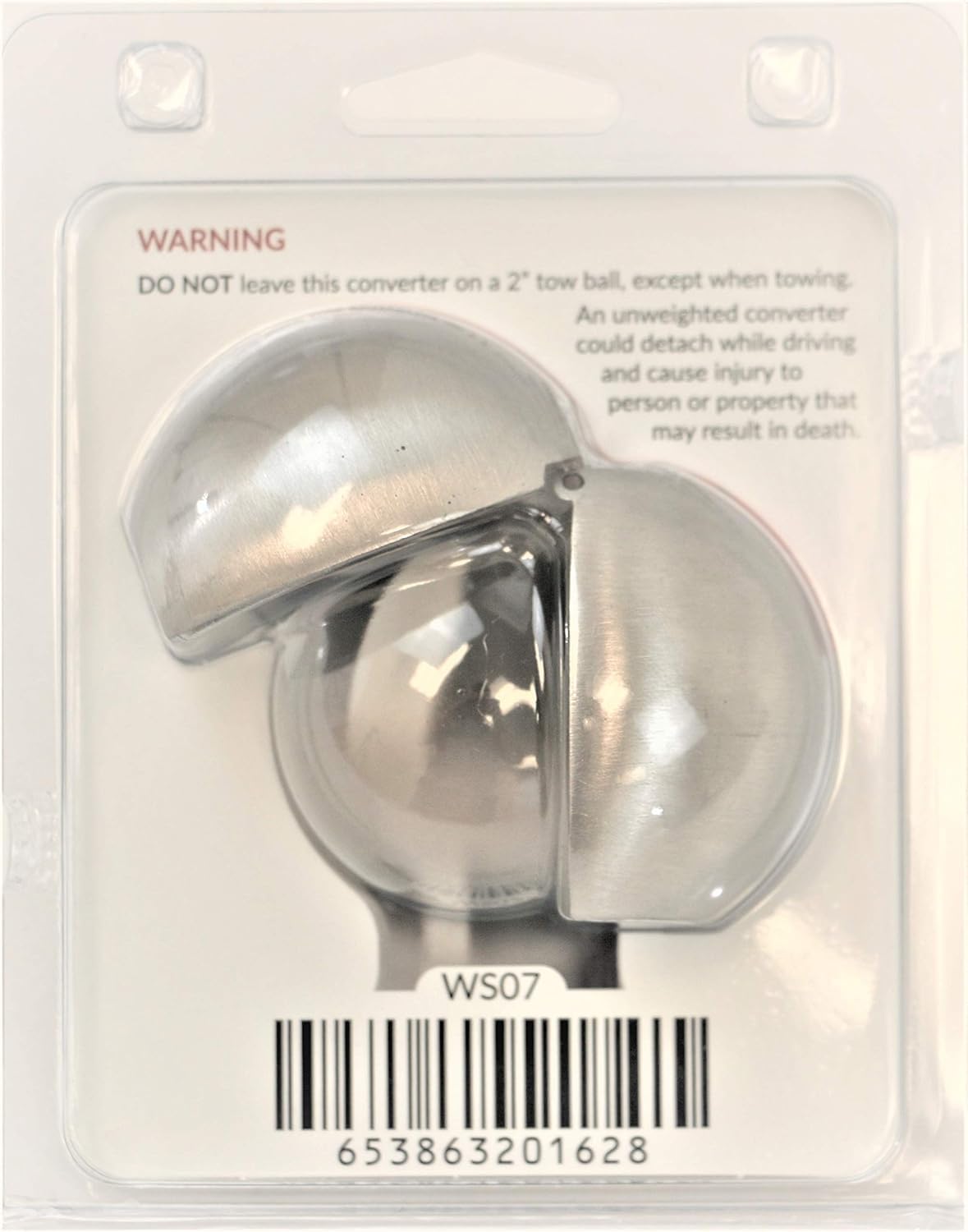 WEIGH SAFE WS07 Weigh Safe Clamshell - Stainless Steel Tow Ball Adapter - Converts 2" Tow Ball to 2-5/16" - Universal Fit - Premium Hitch Accessory