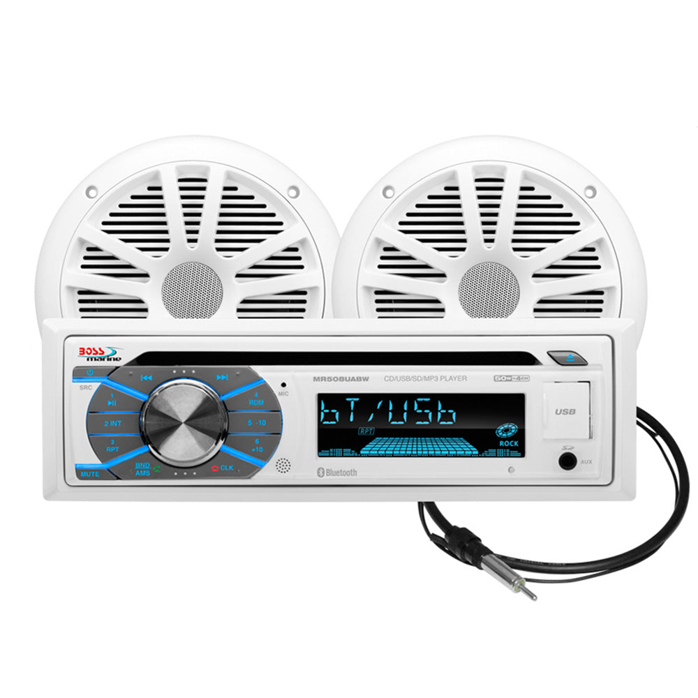 Boss Audio MCK508WB.6 Boss Audio MCK508WB.6 Marine Stereo &amp; 6.5" Speaker Kit - White