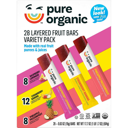 Pure Organic Pure Organic Layered Fruit Bars Variety Pack, 0.63 oz, 28 Count