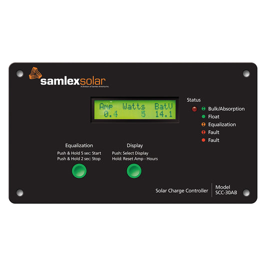 SCC-30AB 8" Black Flush Mount Solar Charge Controller with LCD Display