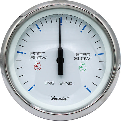 Faria 4" Chesapeake SS White Engine Synchronizer - Dual Gas & Var Ratio Alt Diesel