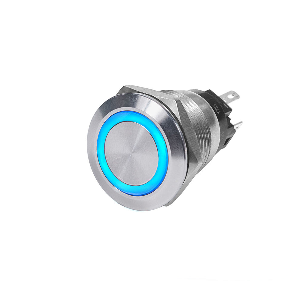 Blue Sea Systems 4161 Blue Sea 4161 SS Push Button Switch - Off-(On) - Blue - 10A
