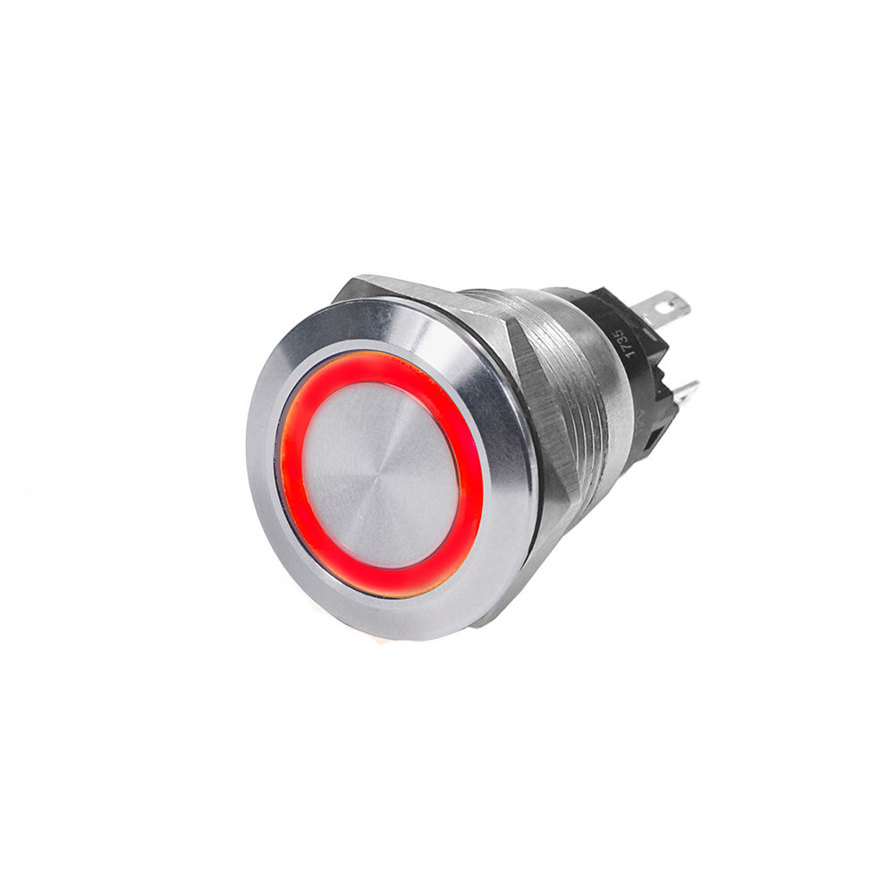 Blue Sea Systems 4163 Blue Sea 4163 SS Push Button Switch - Off-(On) - Red - 10A