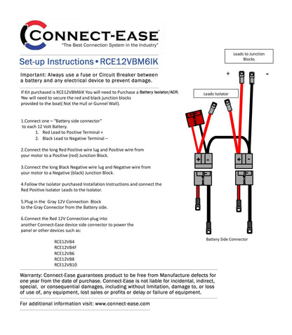 CONNECT EASE RCE12VBM6IK Connect-Ease - Outboard Motor/Accessory Isolator Connection Kit 6 AWG - RCE12VBM6IK