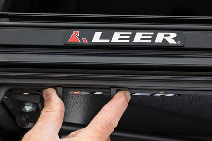 LEER 631286 LEER HF350M Tri-Folding Truck Bed Tonneau Cover, Fits Toyota Tacoma Double Cab with Deck Rail System, Years 2016-2023, 5'2" Truck Bed, Black