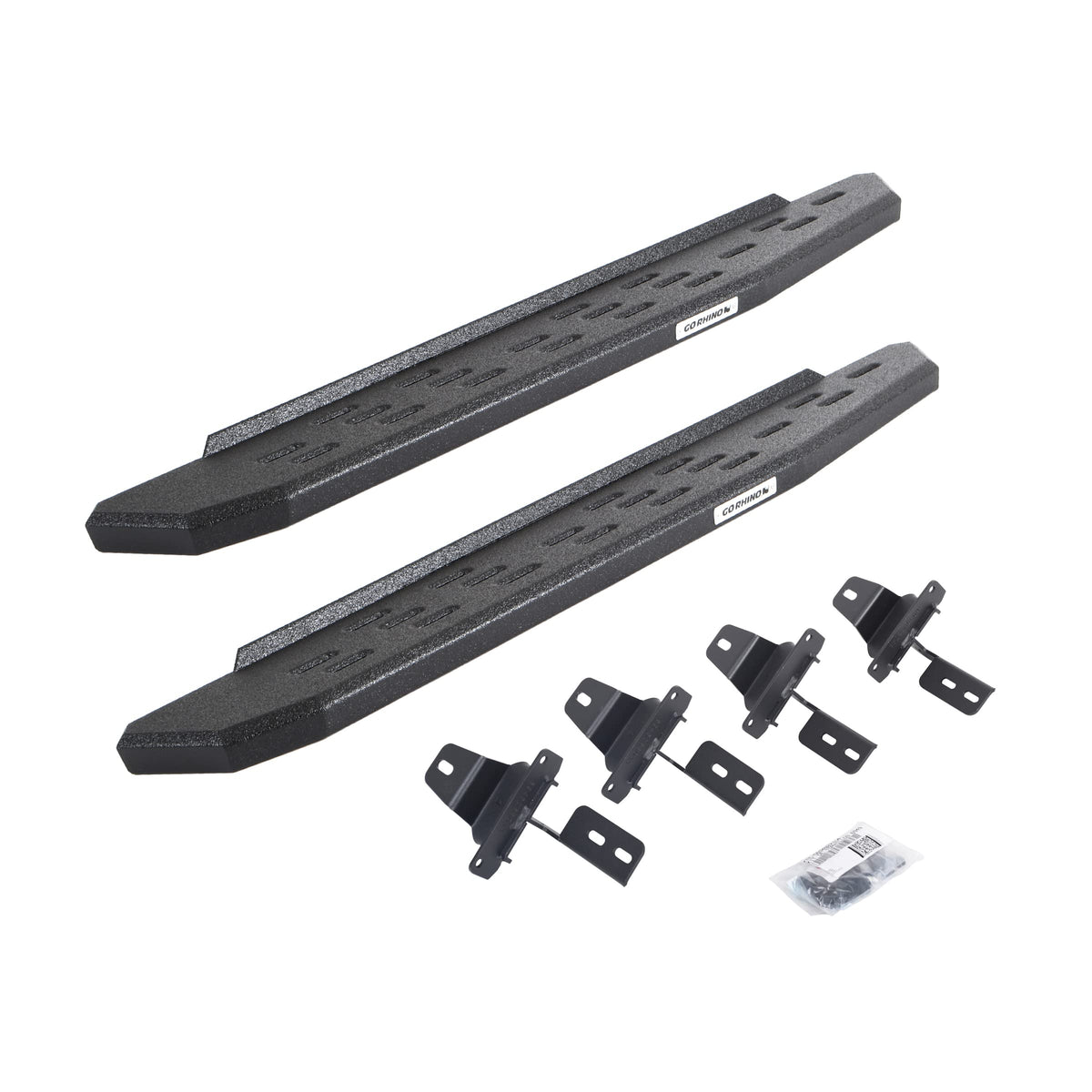 GO RHINO 69692748T Go Rhino RB30 Running Boards & Brackets | Galvanized Steel, Protective Bedliner Coating | 69692748T | Fits 2018-2024 Jeep Wrangler JL, 2-Door