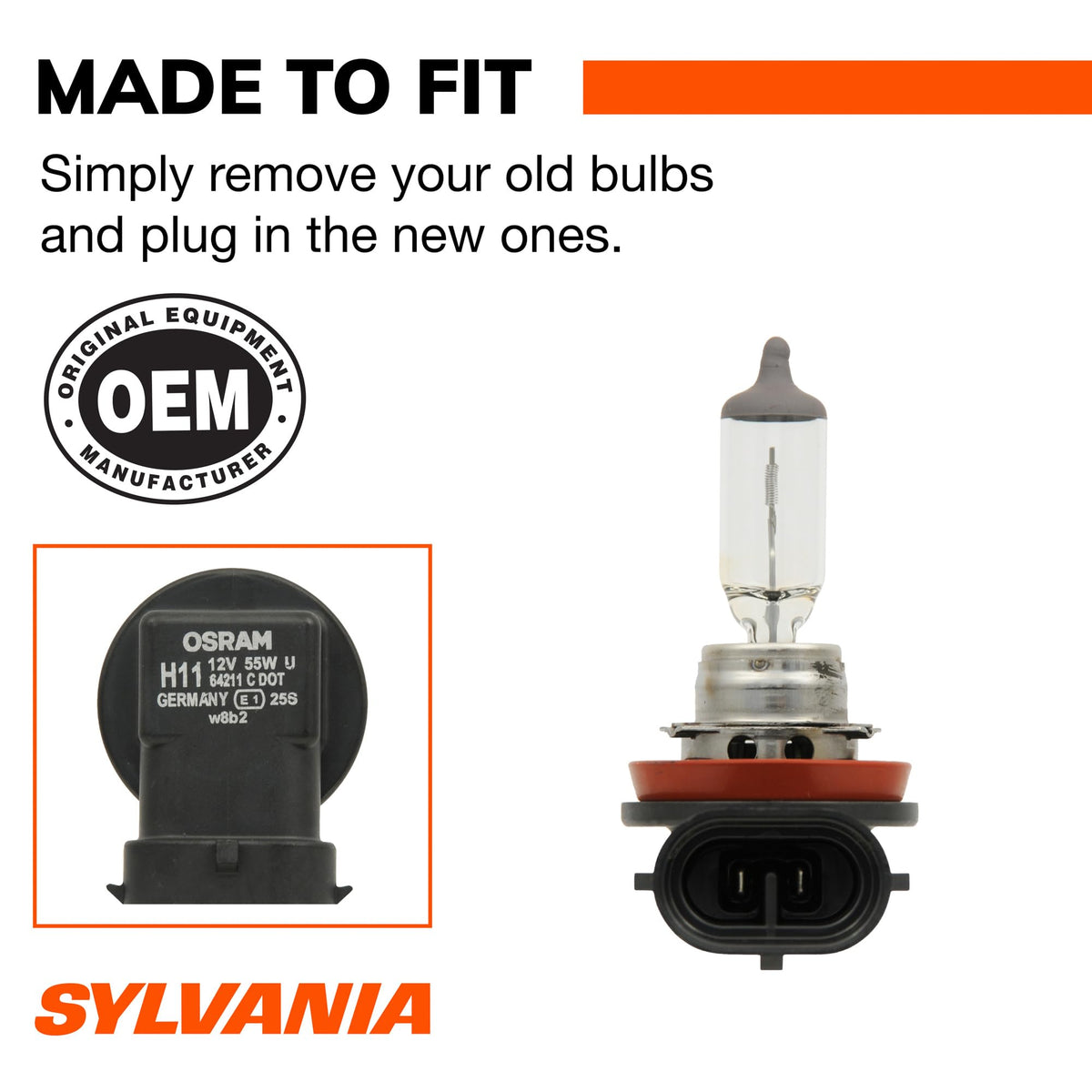 SYLVANIA H11XV.BP SYLVANIA H11 XtraVision Halogen Headlight Bulb, High or Low Beam, 1 Bulb