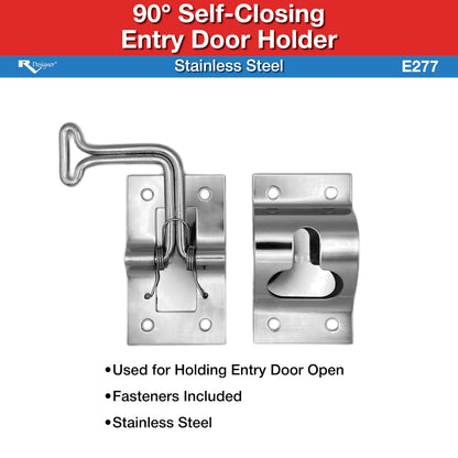 RV DESIGNER E277 RV Designer E277-90° 3" Self-Closing RV Door Holder, Stainless Steel
