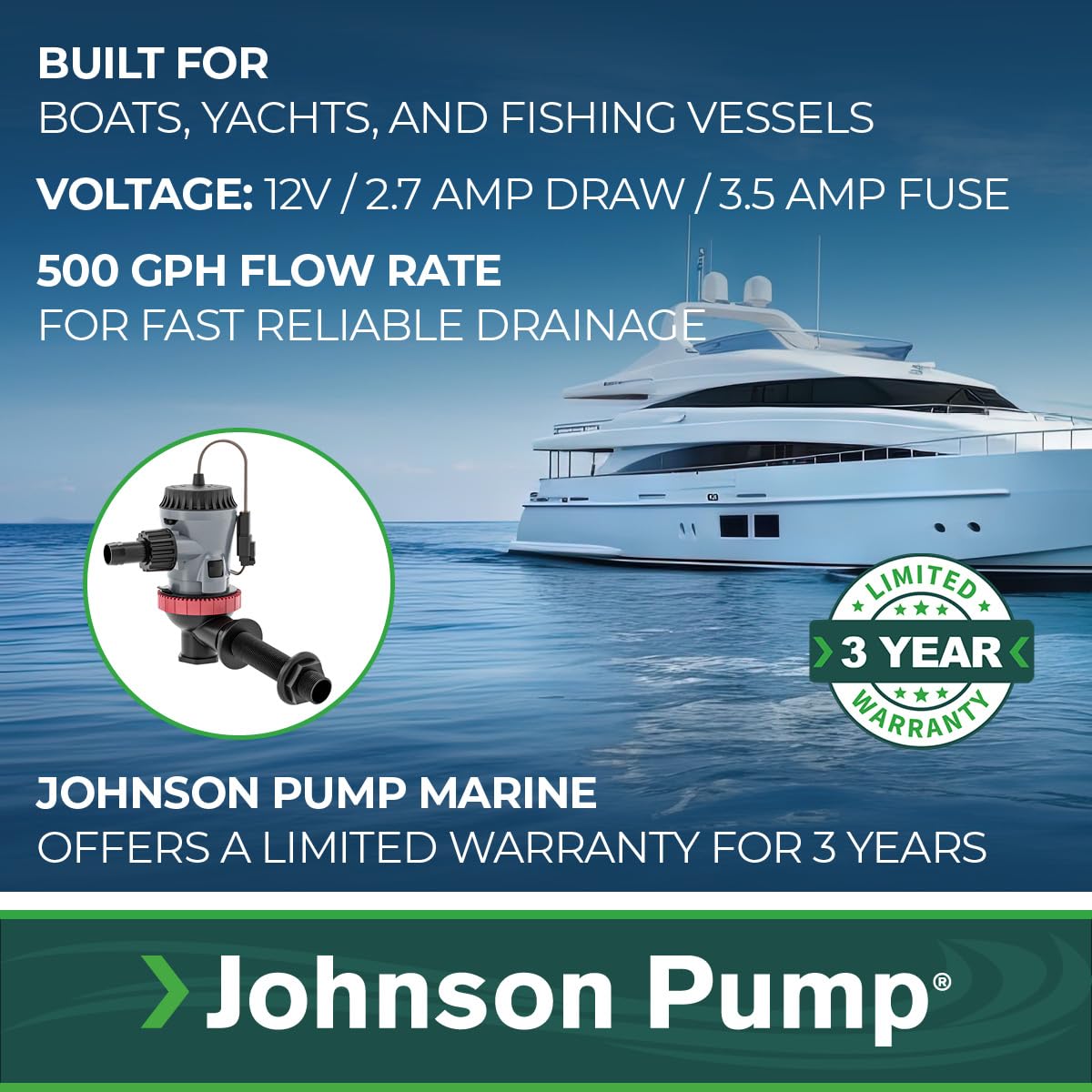 JOHNSON PUMP 10-13642-01 Johnson Pump 10-13642-01 Aqua O2 Flex Mount Aerator Pump - 500 GPH