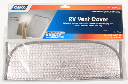CAMCO 45191 Camco RV Roof Vent Cover - Keeps Camper Warm During Winter & Cooler During Summer - Features Reflective Thermal Layer & Blocks Damaging UV Rays - Designed w/Heavy Duty Hook & Loop Fasteners (45191)