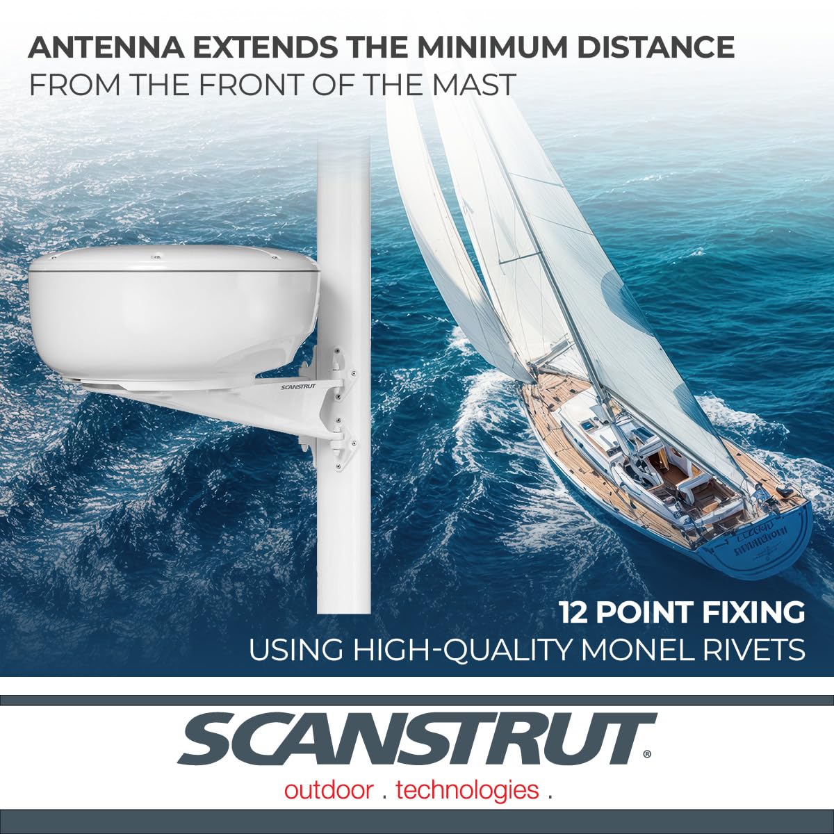 SCANSTRUT M92722 Scanstrut M92722 Mast Mount for 18" and 24" Raymarine, Garmin, and HALO24 , White
