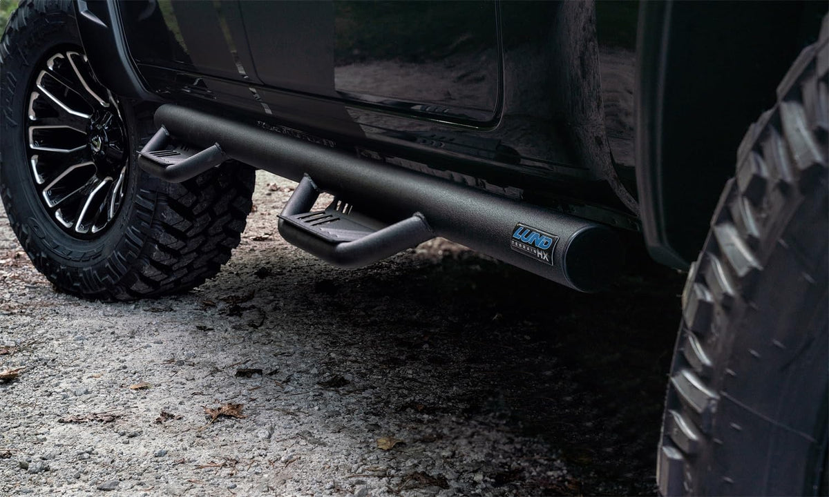 LUND 34641334 RealTruck Lund 34641334 Black Steel Terrain HX Step Nerf Bars for 2009-2015 Dodge Ram 1500 Quad Cab