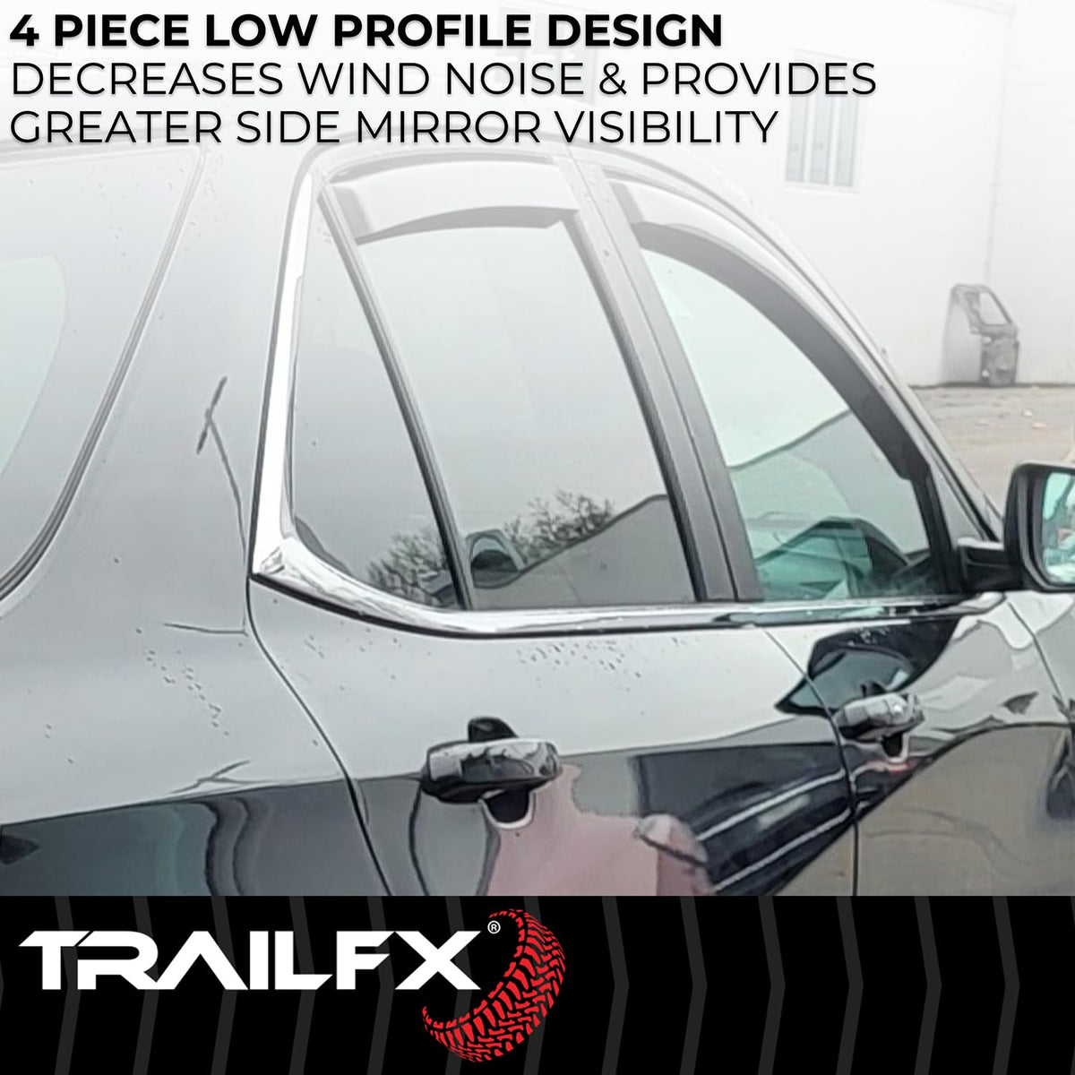 TRAILFX 4634IC TrailFX Window Vents Fits Chevrolet Equinox 2018-2024 in-Channel Smoked 4-Piece Low Profile Acrylic Rainguard Set TrailFX 4634IC