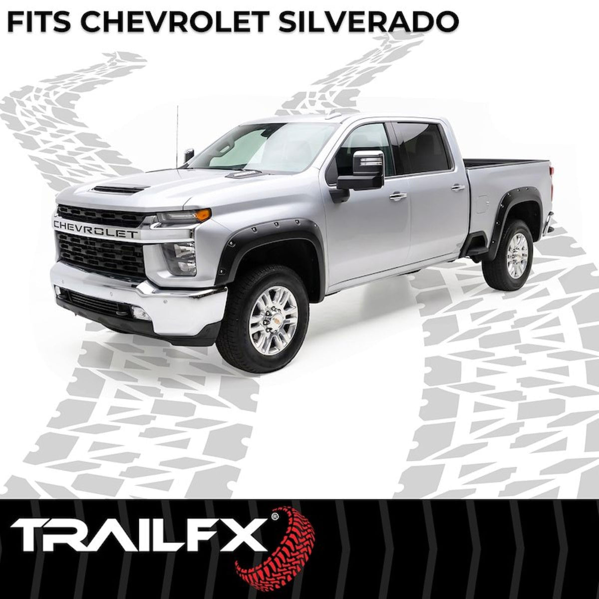 TRAILFX TFC3006S Trail FX Fender Flare TFC3006S Pocket Style Black Smooth Finish 2 Inch Front and 2 Inch Rear Tire Coverage Polypropylene Fits 2020-2026 Chevrolet Silverado 2500 HD/ 3500 HD