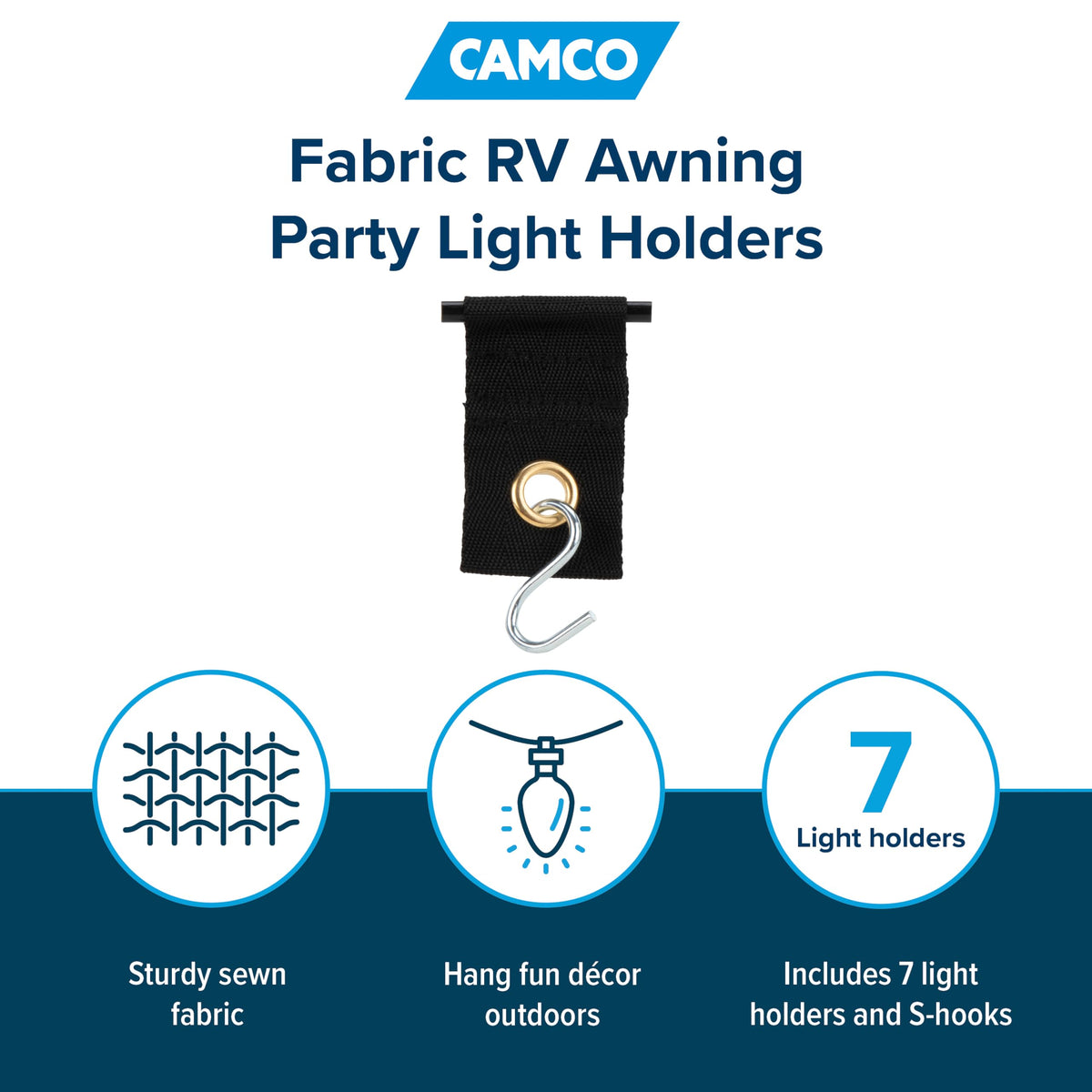CAMCO 42733 Camco 42733 Fabric Party Light Holders, Black, 7 Pack