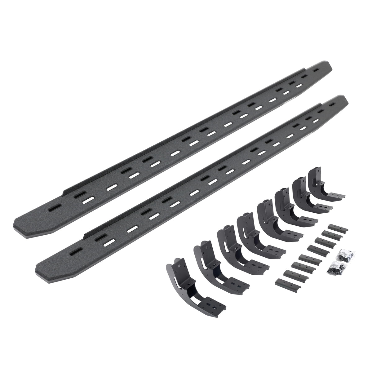 GO RHINO 69604880ST Go Rhino RB30 Slim Running Boards & Brackets – Galvanized Steel, Protective Bedliner Coating – 69604880ST – Fits 2019-2025 Chevrolet Silverado & GMC Sierra Double Cab (See Description)
