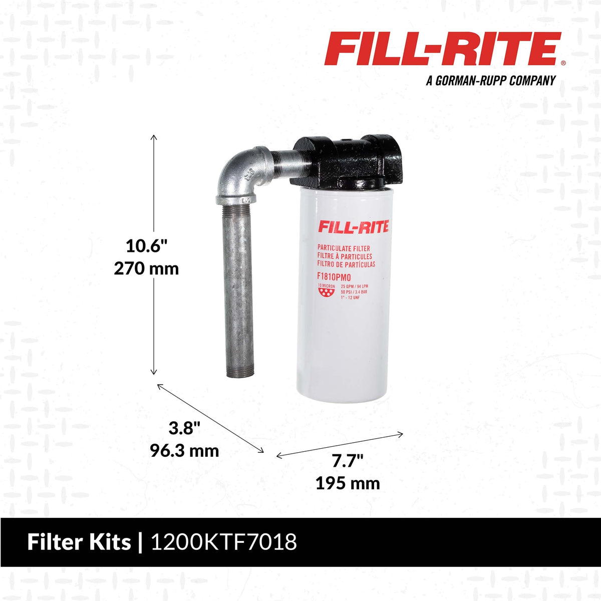 FILL RITE 1200KTF7018 Fill-Rite 1200KTF7018 18 GPM 10 Micron Particulate Filter Kit