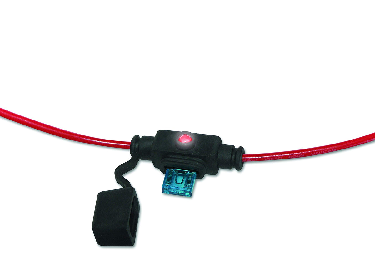 WIRTHCO 24410 WirthCo Battery Doctor 24410 in-Line ATM Mini Blade Fuse Holder with LED Blown Fuse Indicator, 30 Amp, 12 AWG Wire, Water Resistant Cover (24410)